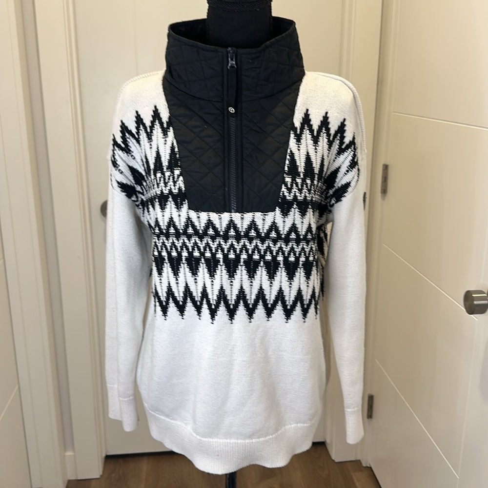 TALBOTS Half-Zip Sweater Wool Blend Nordic Pattern Size Small T by TALBOTS